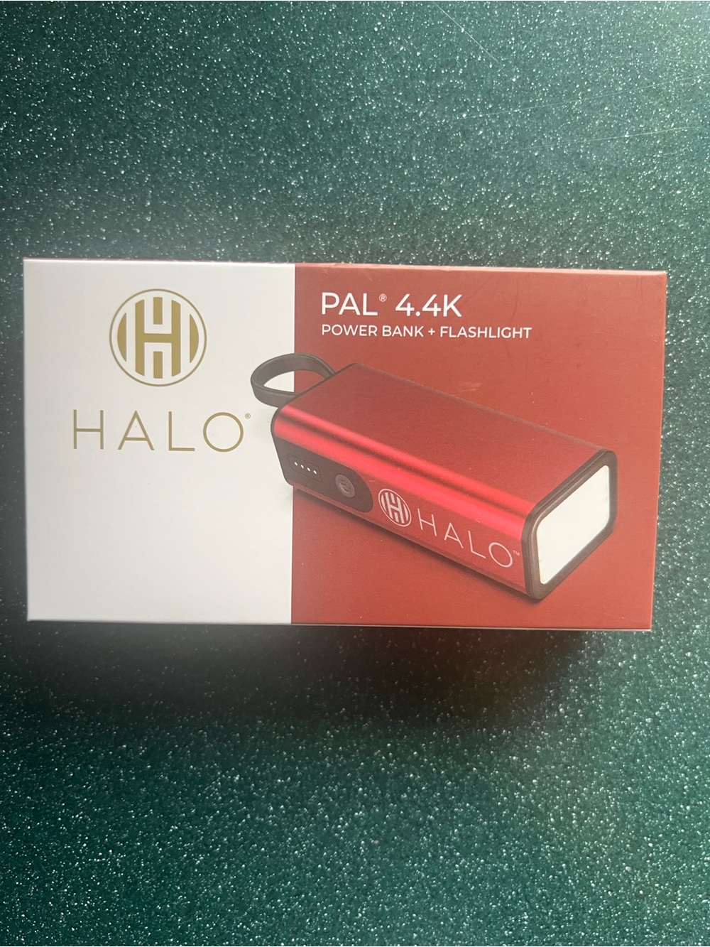 Halo Red and White Portable Power Bank Packaging